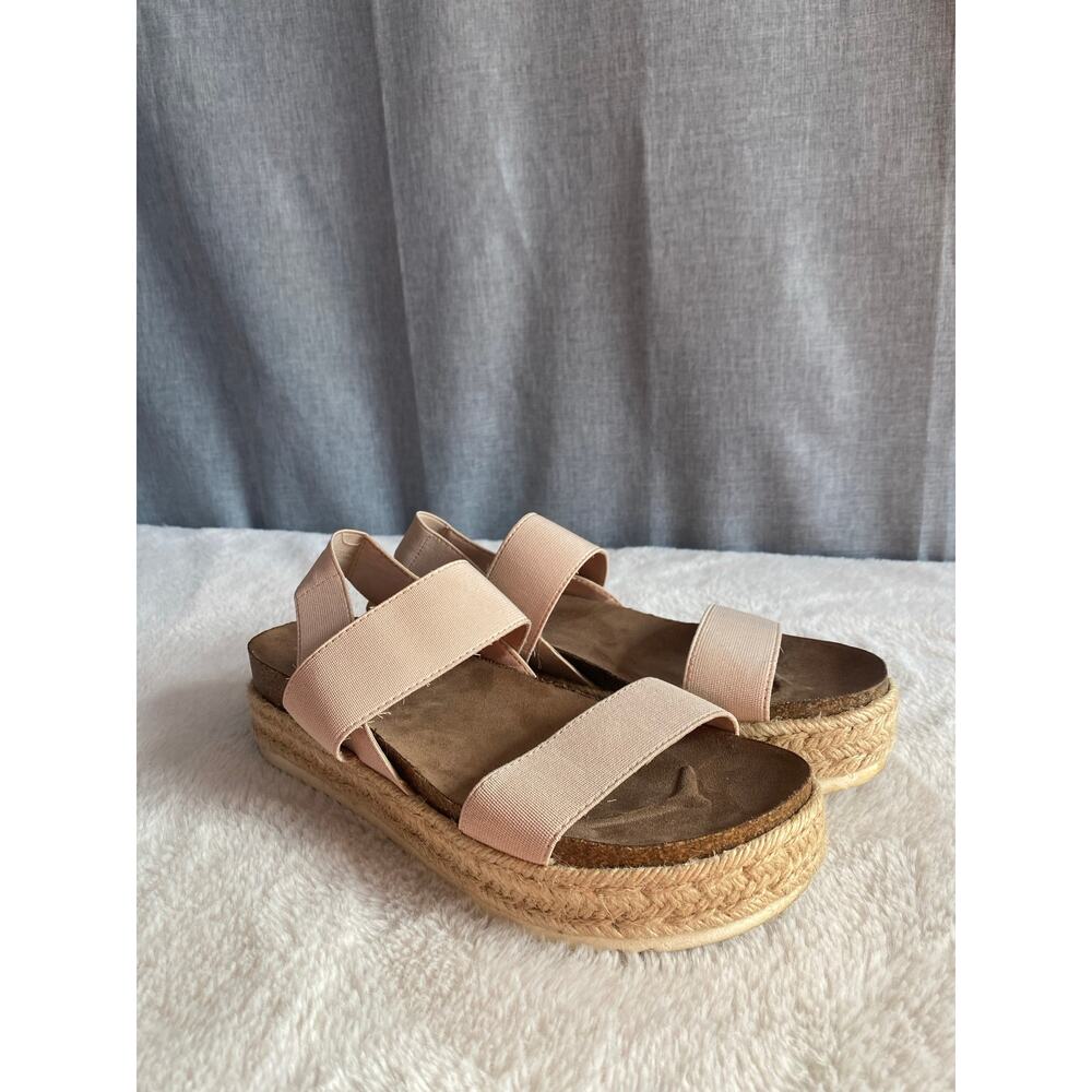 Madden Girl Cybell Blush Pink Elastic Espadrille Platform Sandals Size 7M